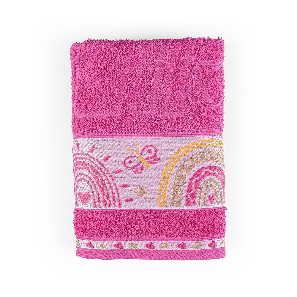 Toalha De Banho Infantil Pitico 1,15m X 75cm 100% Algodão Macio - Rainbow Pink - 1