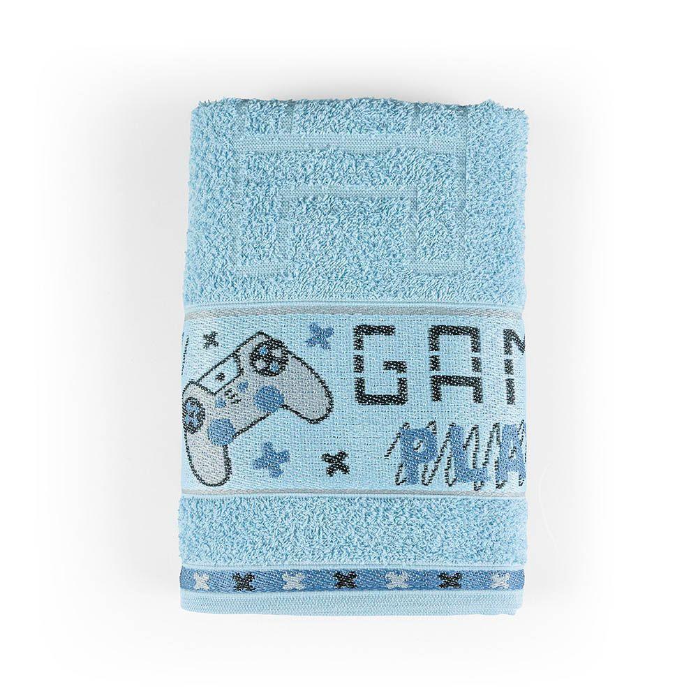 Toalha De Banho Infantil Pitico 1,15m X 75cm 100% Algodão Macio - Game Azul - 1