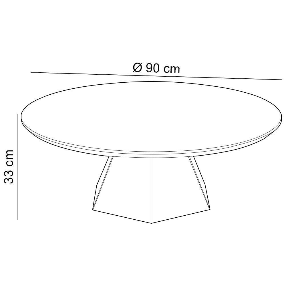 Mesa De Centro Para Sala De Estar Redonda 90cm Seul D03 Off White Freijó - Lyam Decor - 4
