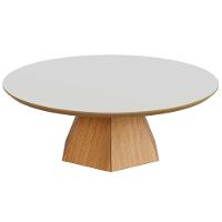 Mesa De Centro Para Sala De Estar Redonda 90cm Seul D03 Off White Freijó - Lyam Decor - 1