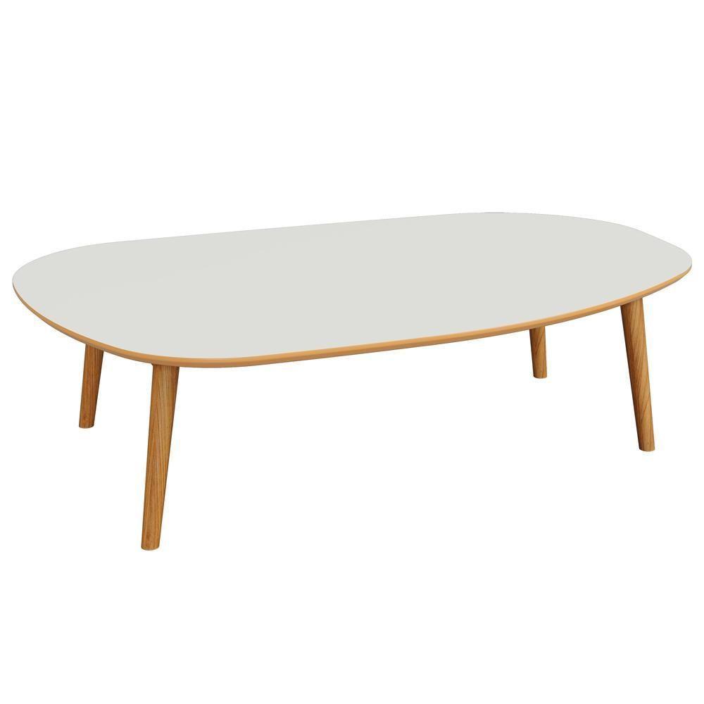 Mesa De Centro Para Sala De Estar Orgânica 90cm Cindy D03 Off White Freijó - Lyam Decor - 1