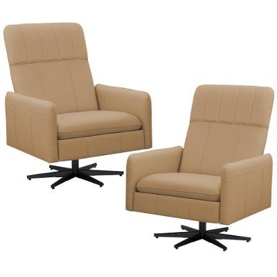 Kit 2 Poltronas Reclináveis Giratórias Lutor L06 Couro Marrom Lyam Decor