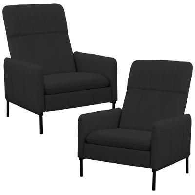 Kit 2 Poltronas Decorativa Fixa Retrátil Reclinável Lutor L06 Couro Preto - Lyam Decor