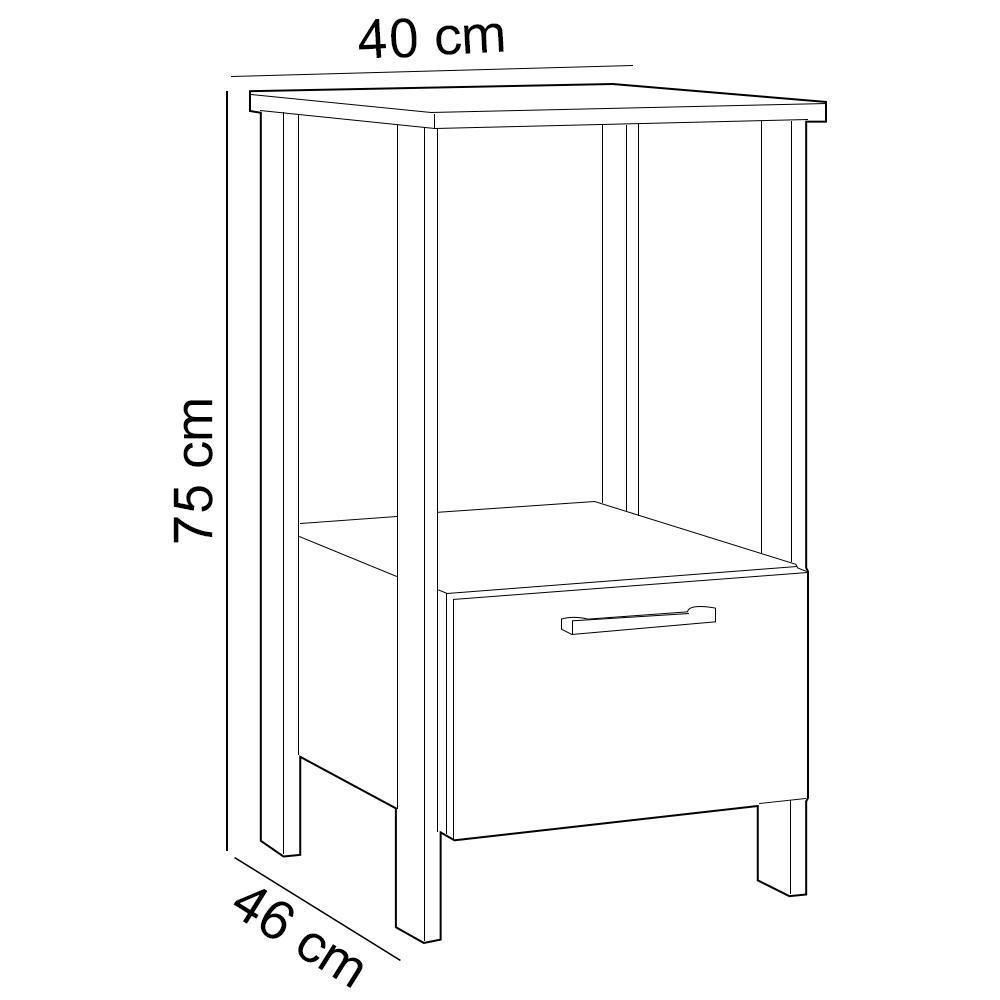 Mesa Auxiliar Para Escritório 01 Gaveta Industrial Batel D03 Freijó Preto Fosco - Lyam Decor - 4