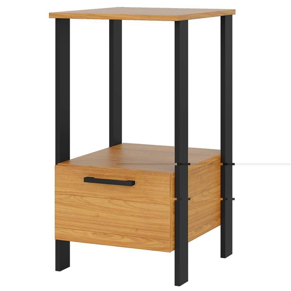 Mesa Auxiliar Para Escritório 01 Gaveta Industrial Batel D03 Freijó Preto Fosco - Lyam Decor - 5