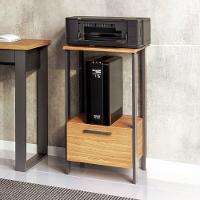 Mesa Auxiliar Para Escritório 01 Gaveta Industrial Batel D03 Freijó Preto Fosco - Lyam Decor - 2