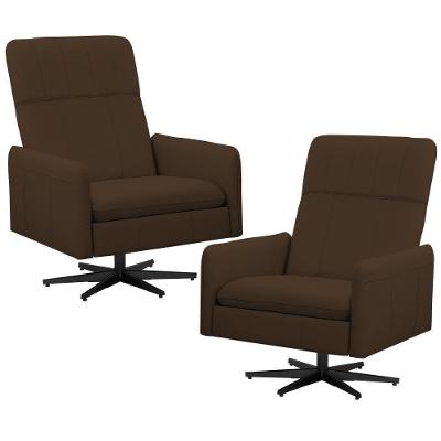 Kit 2 Poltronas Decorativa Giratória Retrátil Reclinável Lutor L06 Couro Marrom - Lyam Decor
