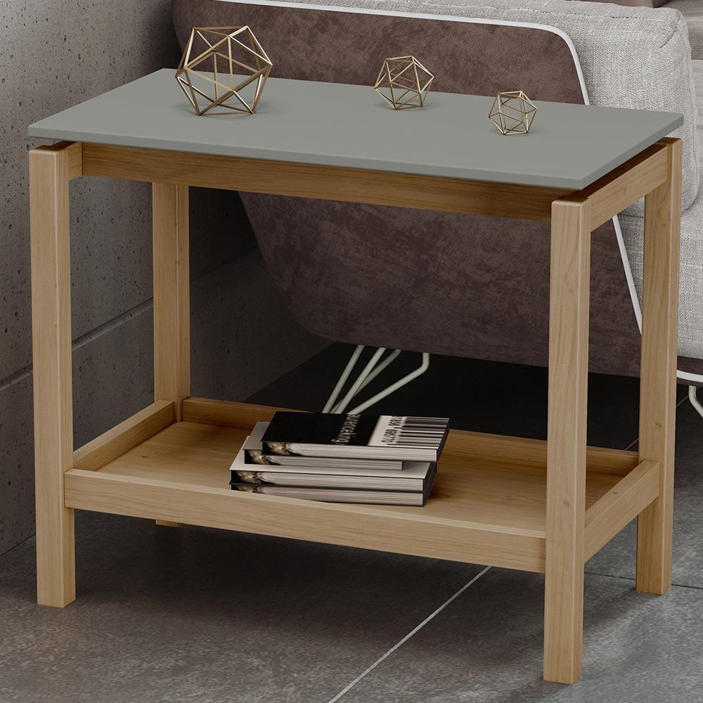Mesa Lateral Para Sala De Estar Retangular Esdras F06 Oak Ferrolack - Lyam Decor - 5