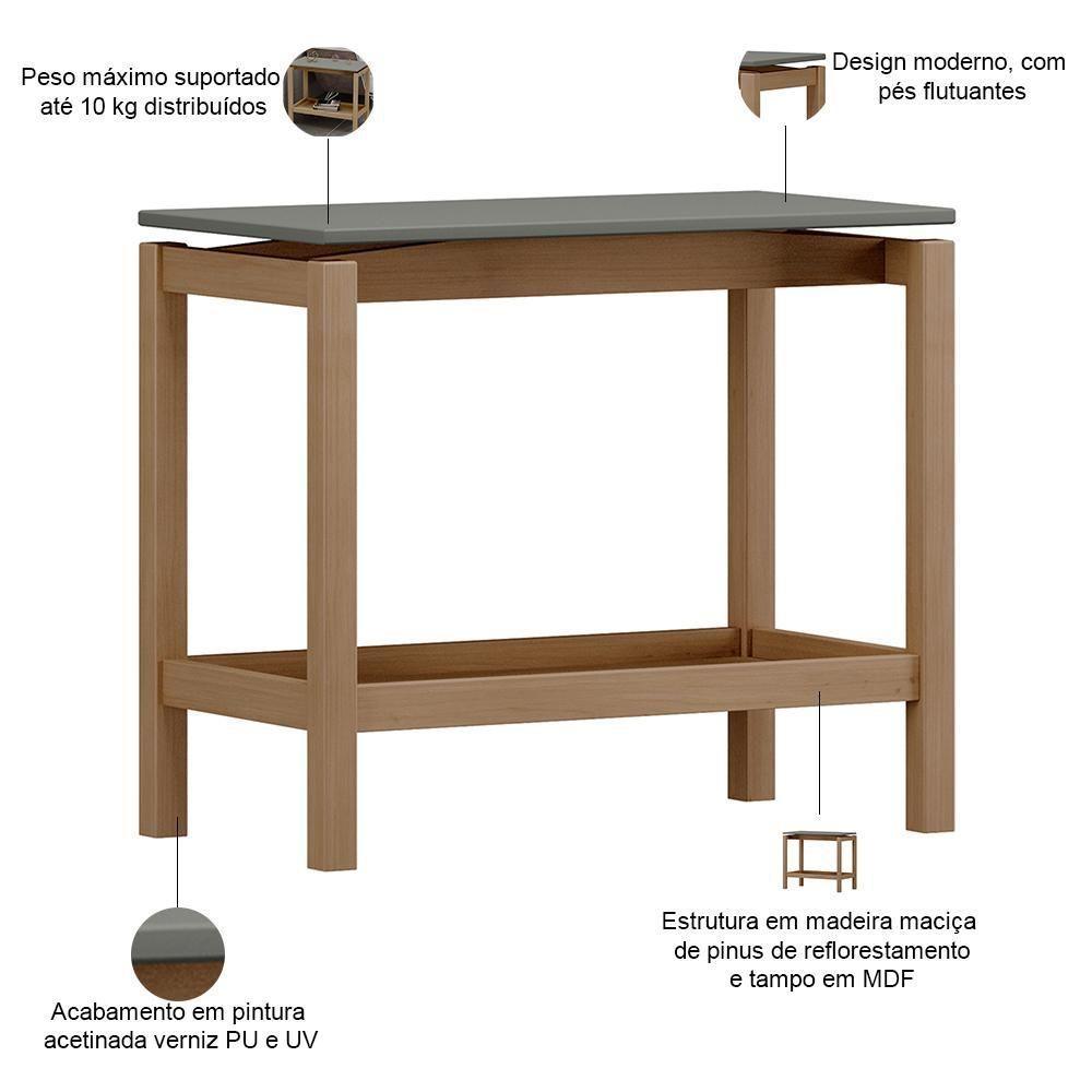 Mesa Lateral Para Sala De Estar Retangular Esdras F06 Oak Ferrolack - Lyam Decor - 6