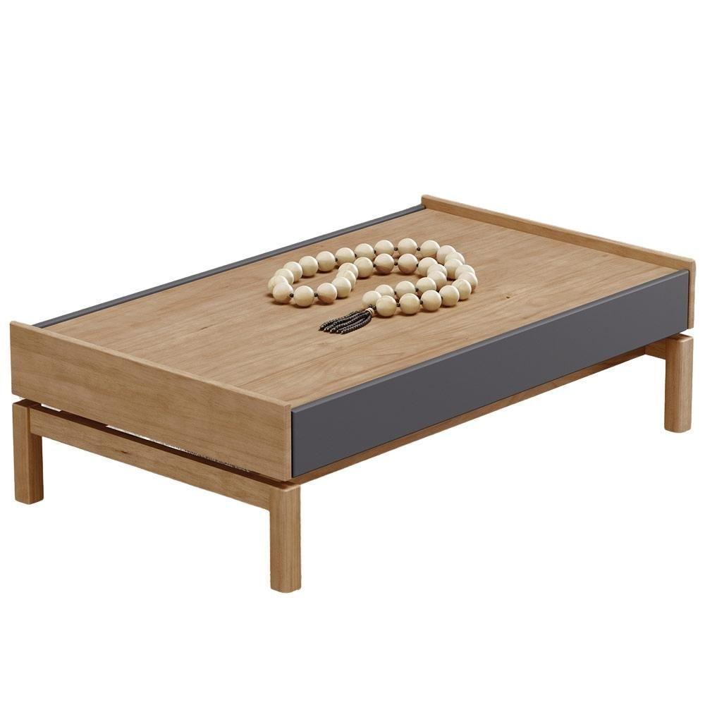 Mesa De Centro Para Sala De Estar Retangular Esdras F06 Tauari Concret - Lyam Decor - 1