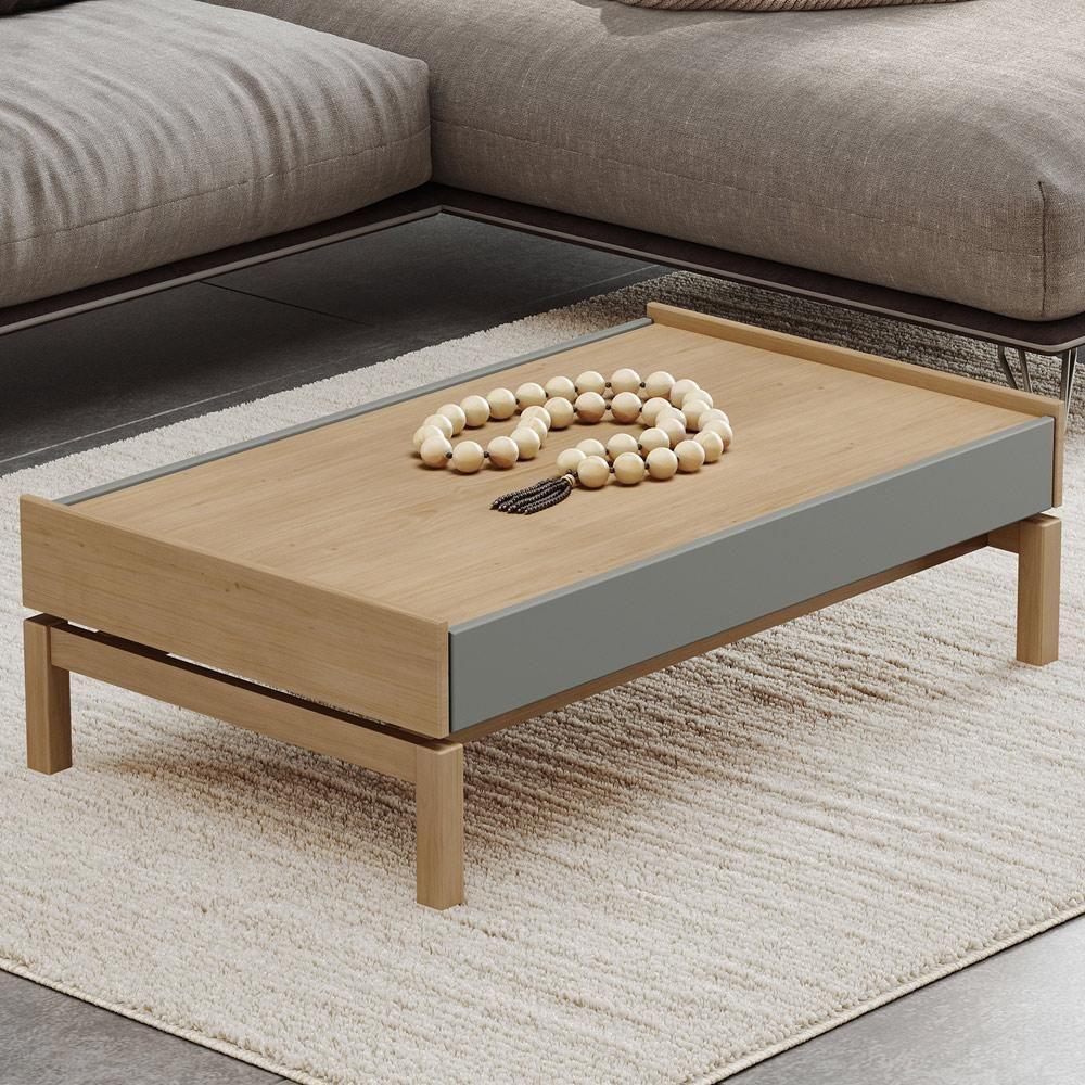 Mesa De Centro Para Sala De Estar Retangular Esdras F06 Oak Ferrolack - Lyam Decor - 2