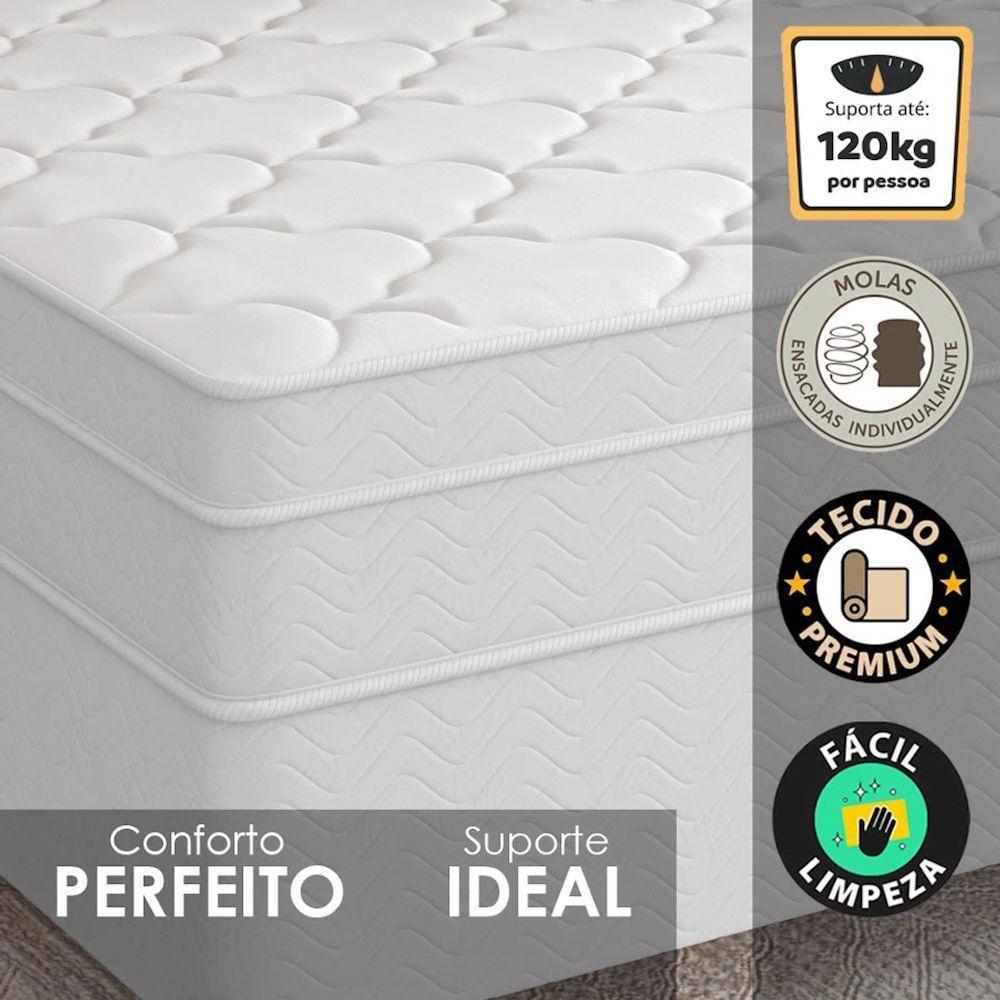 Cama Box Casal + Colchão Molas Ensacadas Don Confort Europillow 138x188x74cm - 3