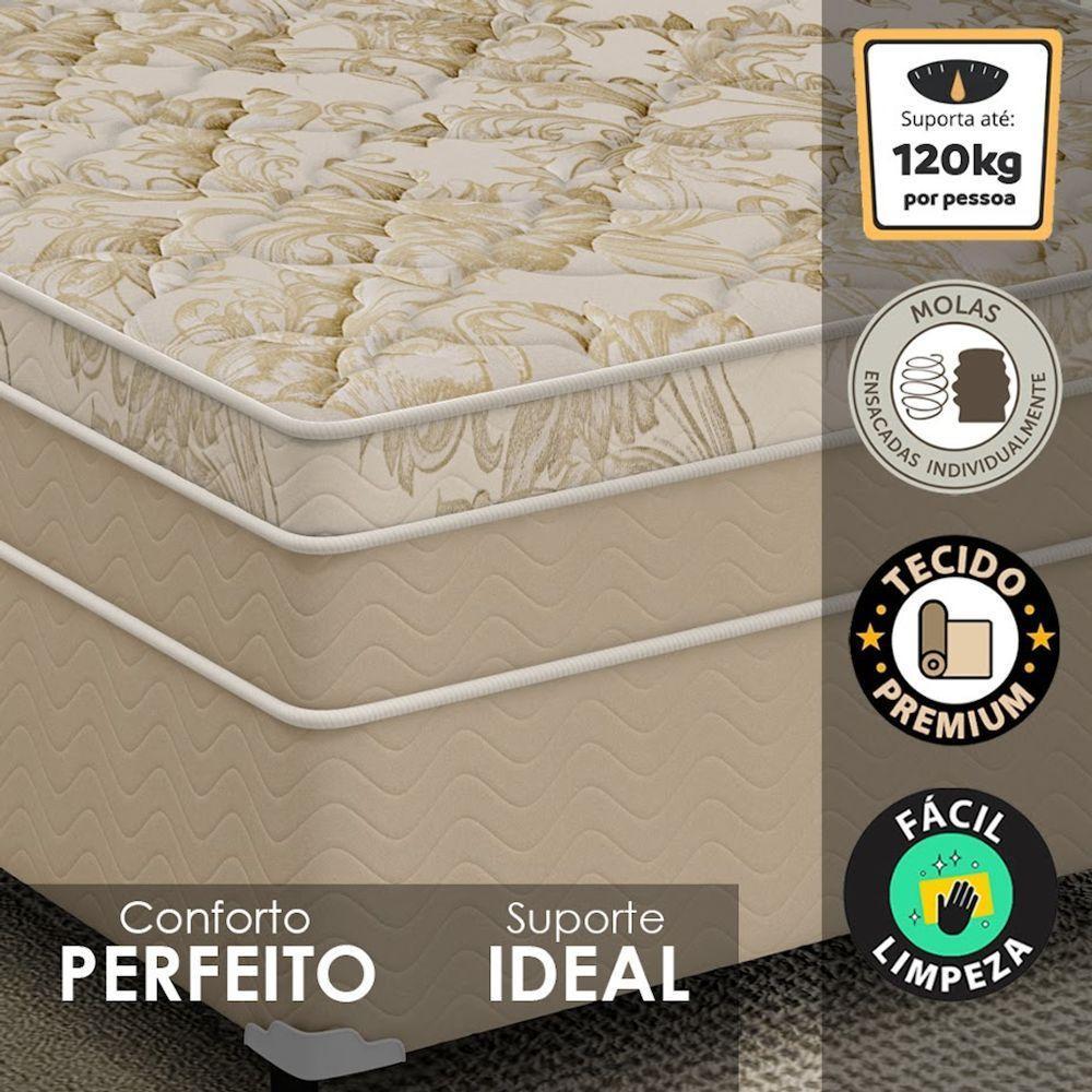 Cama Box Casal + Colchão Molas Ensacadas Don Cielo Viscogel Europillow 138x188x72cm - 3
