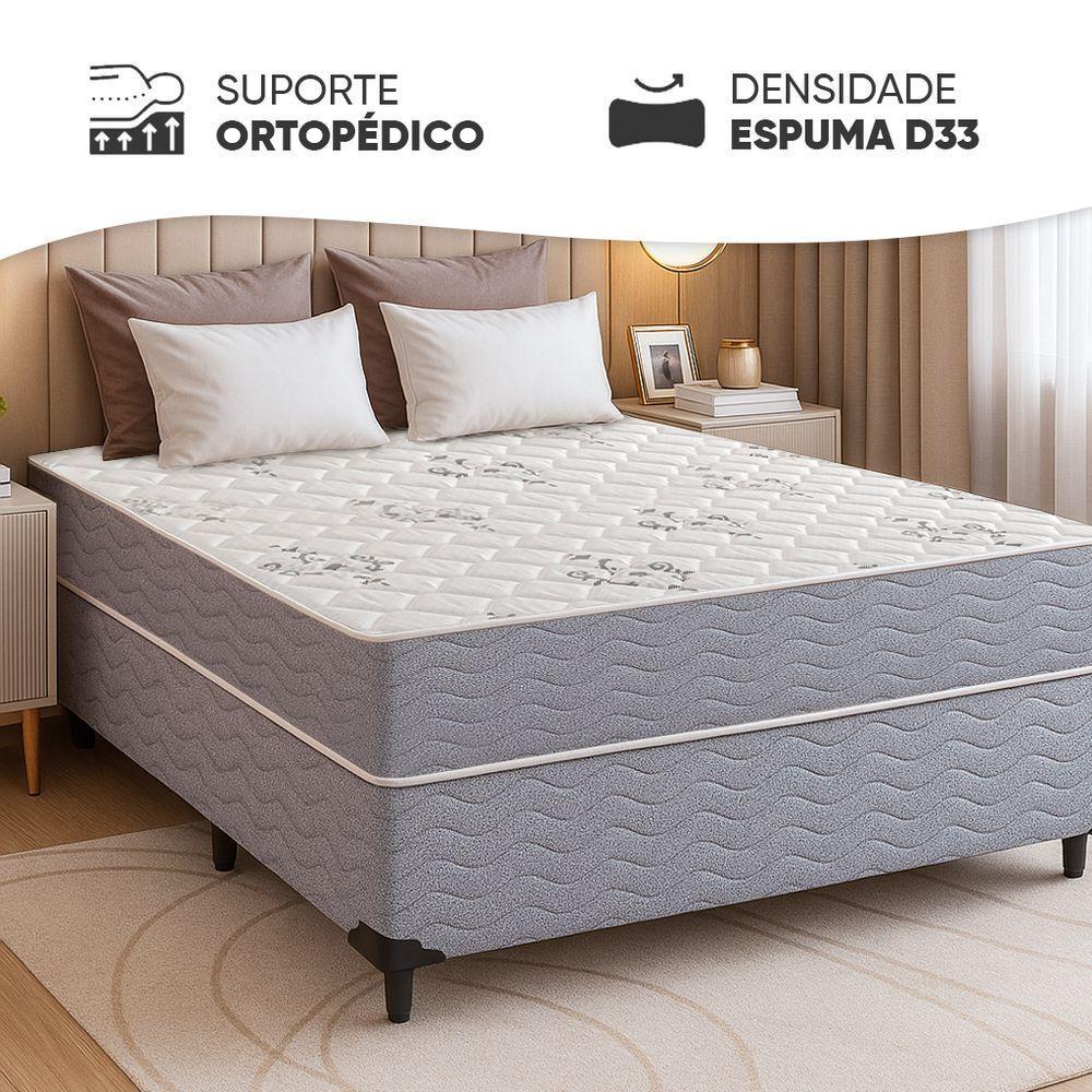 Cama Box Queen + Colchão Espuma Ortopédico D33 Piemonte 158x198x63cm - Maestro Colchões - 3
