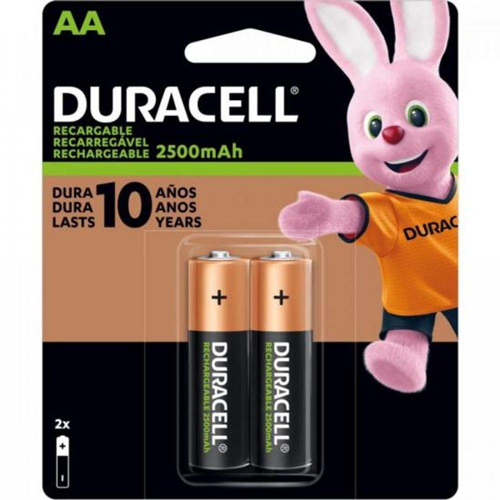 Pilha Recarregável Aa 2500mah (c/2 Pilhas) Duracell  [f002] - 1