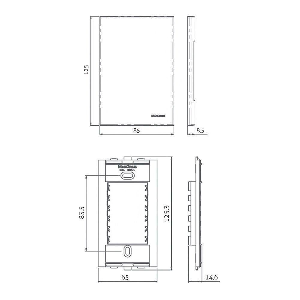Placa Com Suporte Margirius Sleek 4x2 Para 2 Módulos Horizontais Distanciados Branca - 2