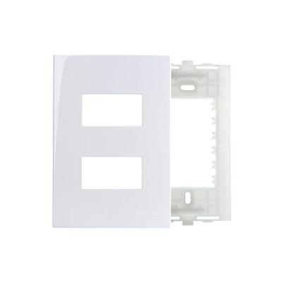 Placa Com Suporte Margirius Sleek 4x2 Para 2 Módulos Horizontais Distanciados Branca