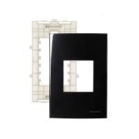 Placa Com Suporte Margirius Sleek 4x2 Para 2 Módulos Horizontais Preto Ebony - 1