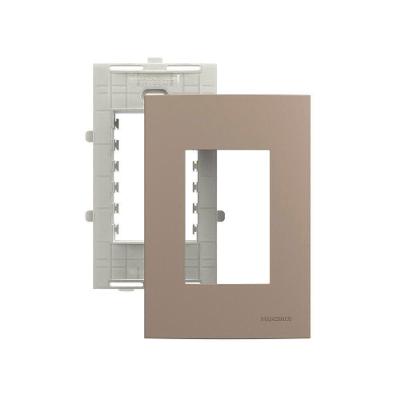 Placa Com Suporte Margirius Sleek Colors 4x2 Para 3 Módulos Horizontais Argila