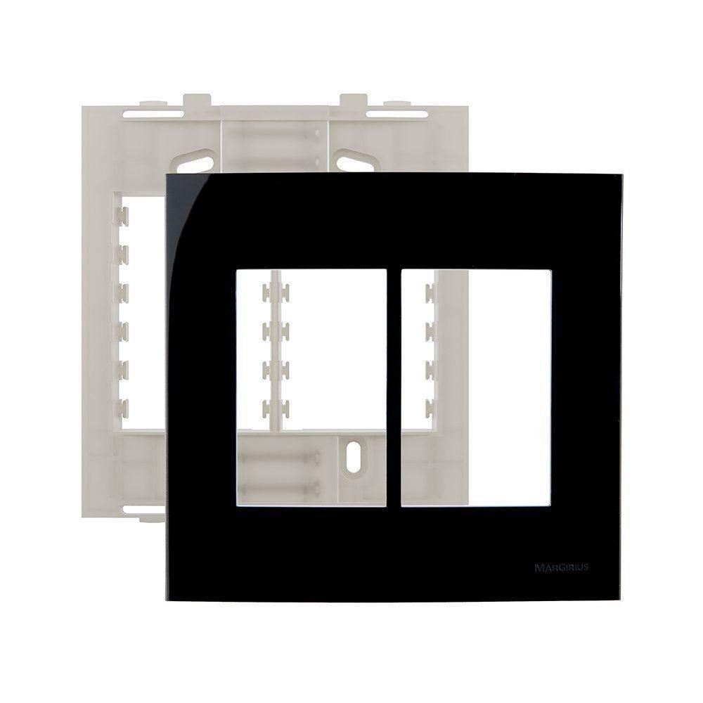 Placa Com Suporte Margirius Sleek 4x4 Para 6 Módulos Horizontais Preto Ebony - 1