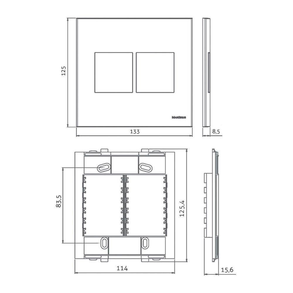 Placa Com Suporte Margirius Sleek 4x4 Para 6 Módulos Horizontais Preto Ebony - 2
