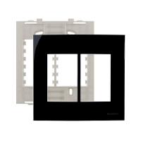 Placa Com Suporte Margirius Sleek 4x4 Para 6 Módulos Horizontais Preto Ebony - 1