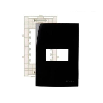 Placa Com Suporte Margirius Sleek 4x2 Para 1 Módulo Horizontal Preto Ebony