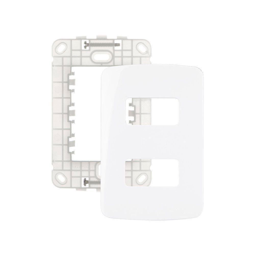 Placa Com Suporte Margirius B3 4x2 Para 2 Módulos Horizontais Distanciados Branca - 1