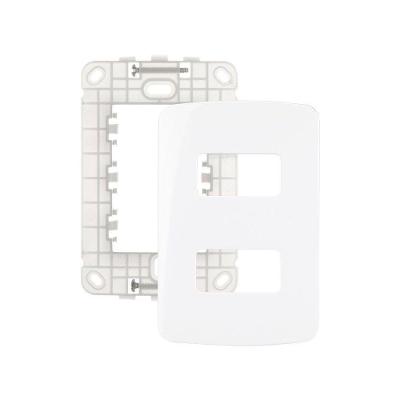 Placa Com Suporte Margirius B3 4x2 Para 2 Módulos Horizontais Distanciados Branca