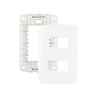 Placa Com Suporte Margirius B3 4x2 Para 2 Módulos Horizontais Distanciados Branca - 1