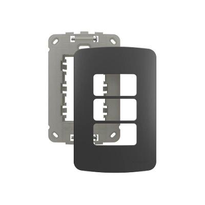 Placa Com Suporte Margirius B3 Colors 4x2 Para 3 Módulos Horizontais Grafite