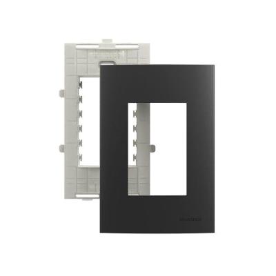 Placa Com Suporte Margirius Sleek Colors 4x2 Para 3 Módulos Horizontais Grafite