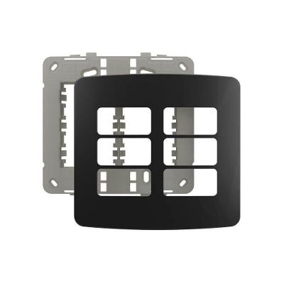 Placa Com Suporte Margirius B3 Colors 4x4 Para 6 Módulos Horizontais Preto Ebony