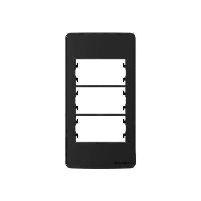 Placa Para Condulete Com Suporte Margirius Sleek Caixa 1 Para 3 Módulos Preto Ebony