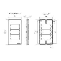 Placa Para Condulete Com Suporte Margirius Sleek Caixa 1 Para 3 Módulos Preto Ebony - 2