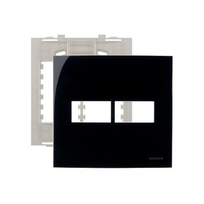 Placa Com Suporte Margirius Sleek 4x4 Para 2 Módulos Horizontais Preto Ebony