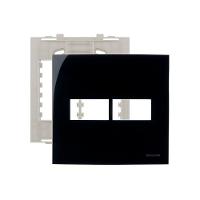 Placa Com Suporte Margirius Sleek 4x4 Para 2 Módulos Horizontais Preto Ebony - 1
