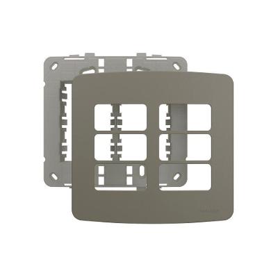 Placa Com Suporte Margirius B3 Colors 4x4 Para 6 Módulos Horizontais Argila