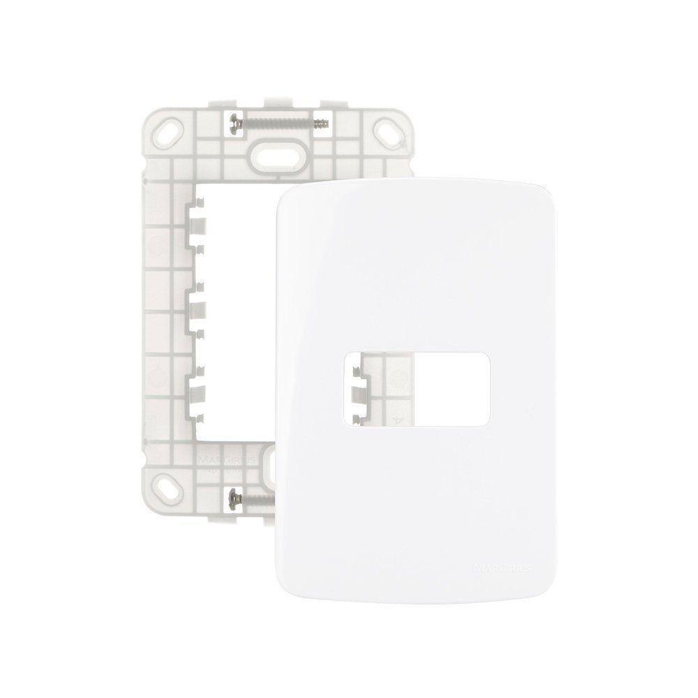 Placa Com Suporte Margirius B3 4x2 Para 1 Módulo Horizontal Branca - 1