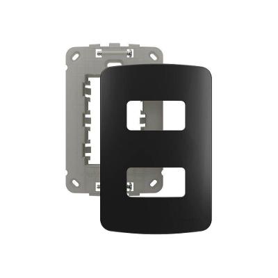 Placa Com Suporte Margirius B3 Colors 4x2 Para 2 Módulos Horizontais Preto Ebony