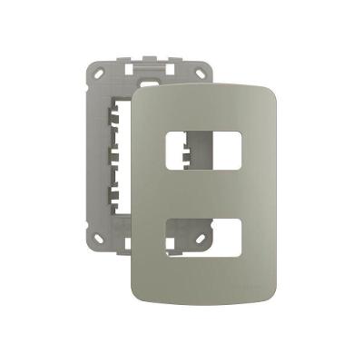 Placa Com Suporte Margirius B3 Colors 4x2 Para 2 Módulos Horizontais Pérola