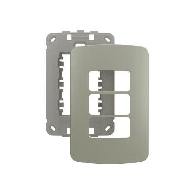Placa Com Suporte Margirius B3 Colors 4x2 Para 3 Módulos Horizontais Pérola
