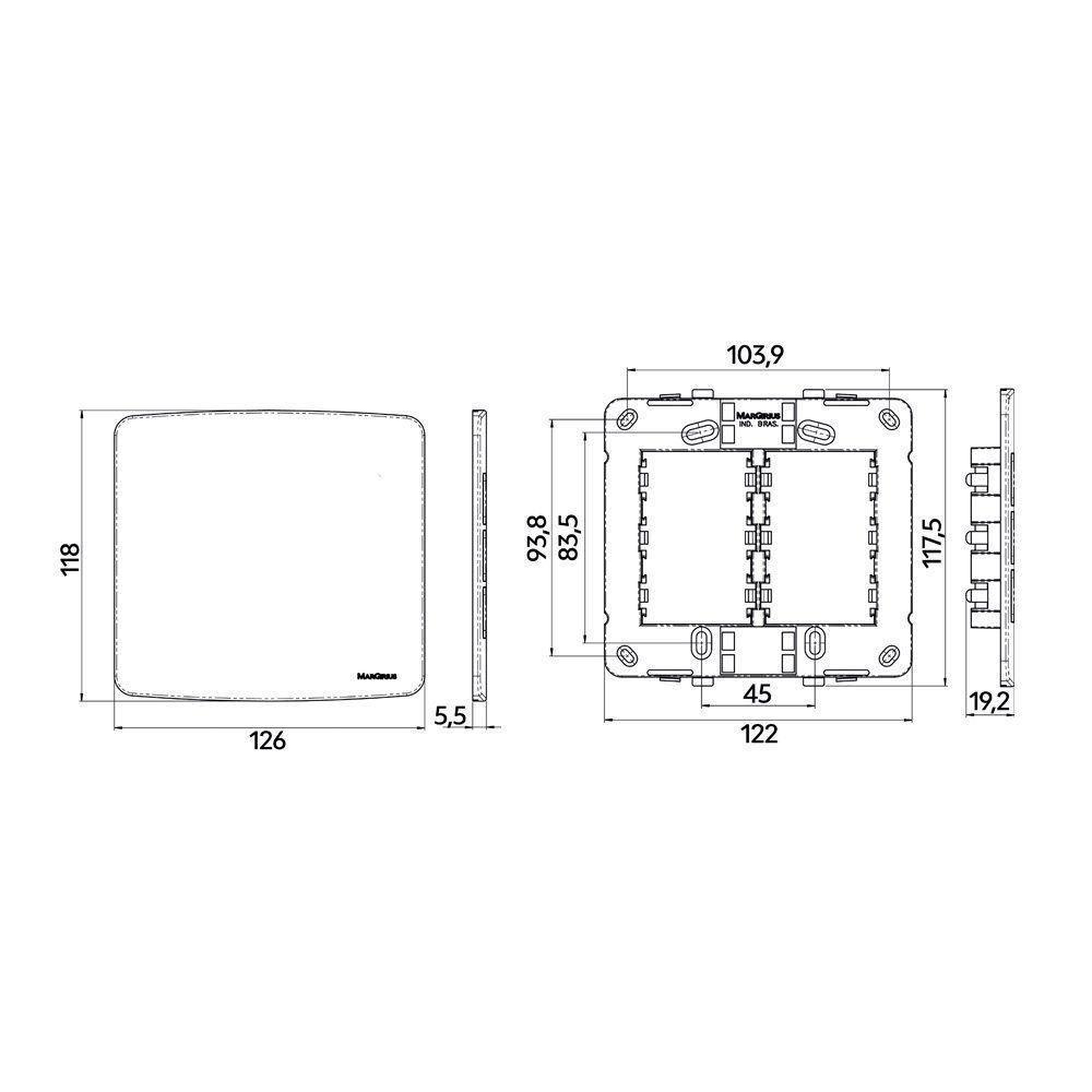 Placa Cega Com Suporte Margirius B3 4x4 Branca - 2