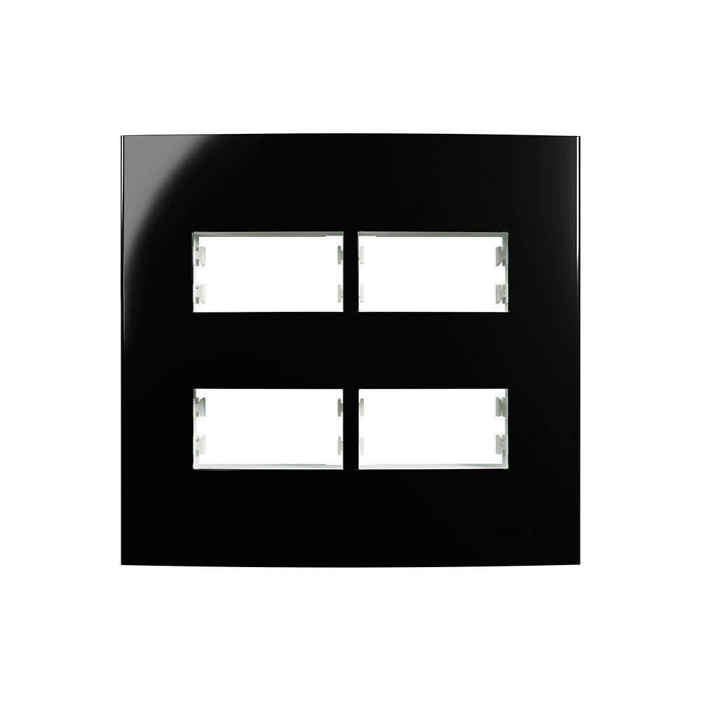 Placa Com Suporte Margirius Sleek 4x4 Para 4 Módulos Horizontais Distanciados Preto Ebony - 1