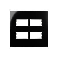 Placa Com Suporte Margirius Sleek 4x4 Para 4 Módulos Horizontais Distanciados Preto Ebony - 1