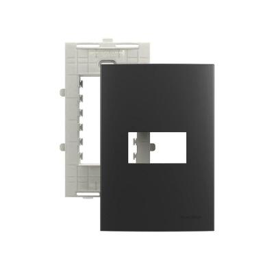 Placa Com Suporte Margirius Sleek Colors 4x2 Para 1 Módulo Horizontal Grafite