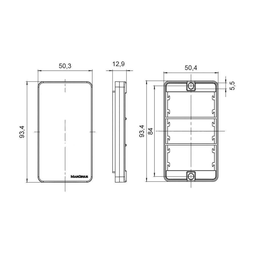 Placa Cega Para Condulete Com Suporte Margirius Sleek Caixa 3-4 Preto Ebony - 2