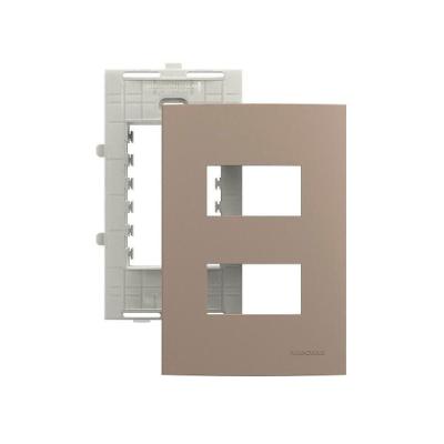 Placa Com Suporte Margirius Sleek Colors 4x2 Para 2 Módulos Horizontais Distanciados Argila