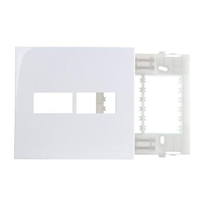Placa Com Suporte Margirius Sleek 4x4 Para 2 Módulos Horizontais Branca