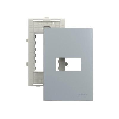 Placa Com Suporte Margirius Sleek Colors 4x2 Para 1 Módulo Horizontal Cinza